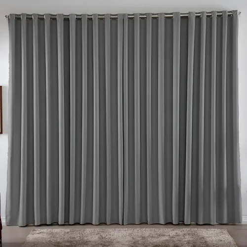 Cortina 3,00x2,80 Metros Blackout Blecaute Cinza Corta Luz Em Tecido Grosso Para Quarto E Sala Casa Laura Enxovais