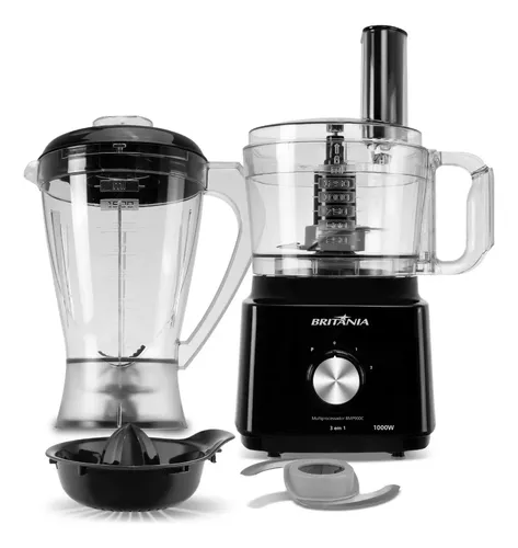 Multiprocessador britânia Bmp900 1000w 3 em 1 inox Preto 127v