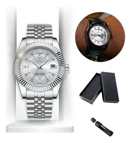 Relógio Masculino Poedagar Aço Inox Analógico Prateado