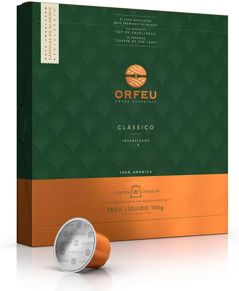 Cápsulas de Café Clássico Orfeu, Compatível com Nespresso, Contém 20 Cápsulas