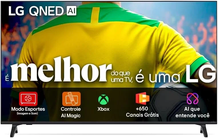 Smart TV 4K 50" LG QNED73 Portal de Games Processador AI α7 Gen8 4K Super Upscaling Google Cast Integrado Controle AI Magic WebOS 25 Modo Esportes Alerta de Esportes