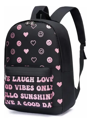 Bolsa Love Feminina Mochila Escolar Spector Reforçada Rosa Corações Estampa Love