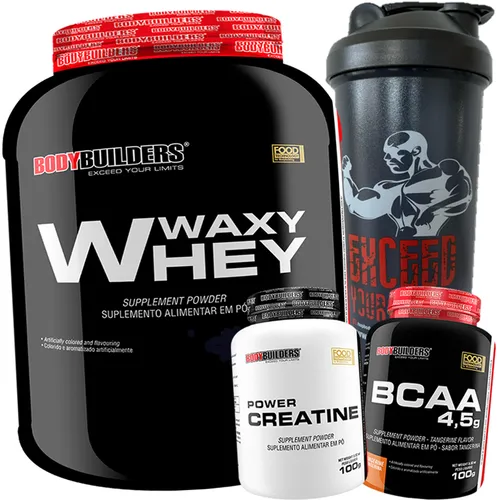 Kit Whey Protein 2kg Chocolate + Creatina + Bcaa + Coqueteleira - Bodybuilders