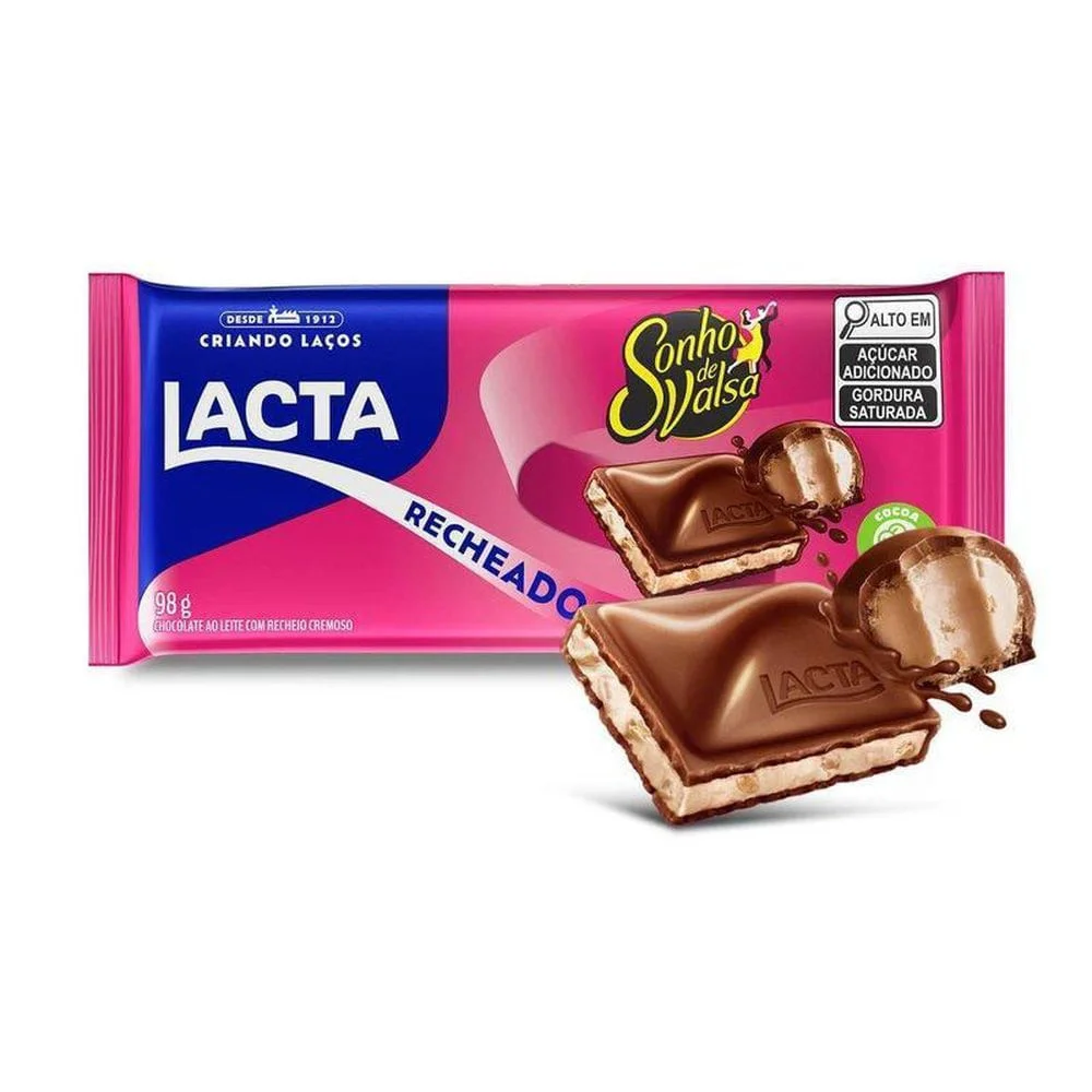 Chocolate ao Leite Lacta Sonho de Valsa 98g com Recheio Cremoso Chocolate ao Leite Lacta com Recheio Sonho de Valsa 98g