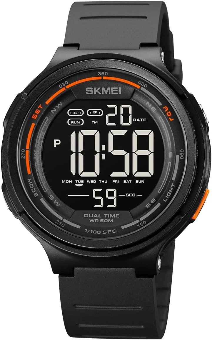 Relógio Digital Masculino Esportivo, Resistente à Água 50M, Display LCD Clara, Pulseira de Silicone Premium Macia, Multifuncional (Cronômetro/Alarme), Leve para Academia e Corrida Eletrônic