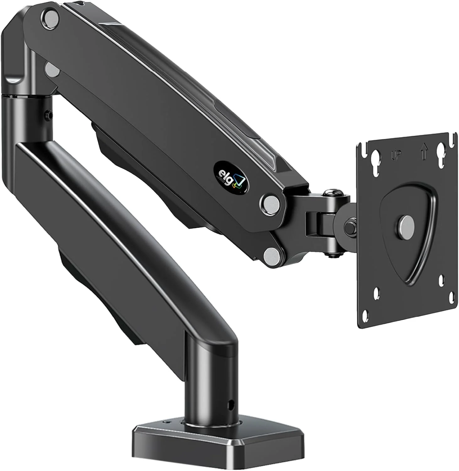 ELG, F80N, Suporte Articulado de Mesa, Pistão a Gás, Design Compacto e Retrátil, Ergonômico, Monitores 17'' a 35'', 2kg a 9kg, Preto