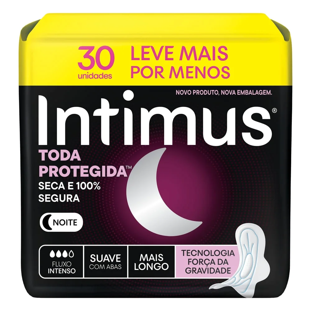 Absorvente Externo Intimus Noturno Suave Fluxo Intenso com Abas 30 Unidades