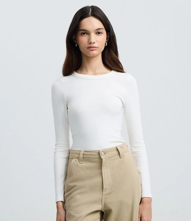 Blusa em Ribana com Gola Redonda