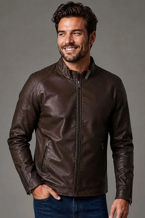 Jaqueta PU Masculina Gola Alta Polo Wear