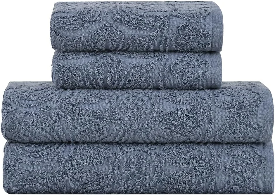 Buddemeyer Jogo de toalhas Florentina Extra Soft Banho Azul Escuro 4 peças