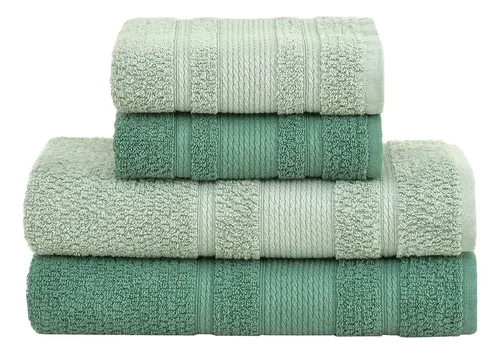 Jogo De Toalhas Buddemeyer Bella Extra Soft Banho 4 Verde/verde Lisa