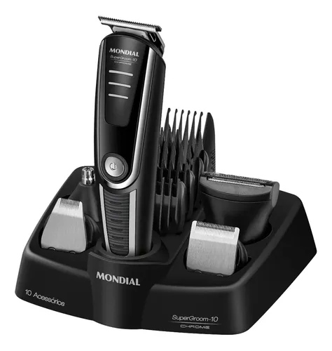Aparador De Pelos Supergroom-10 Mondial Bivolt Bg-10 Preto 127/220v