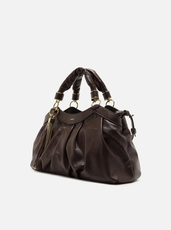 Bolsa Tote Vermelha Couro Grande Franzida