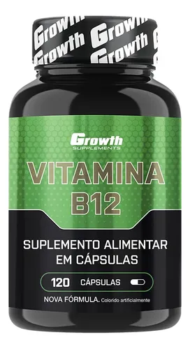 Vitamina B12 120 Cáps. Growth Supplements Sem Sabor