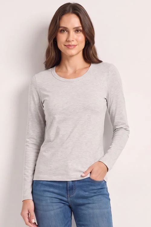 Camiseta Feminina Manga Longa Polo Wear Amarelo Claro