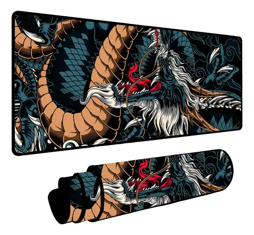 Mouse Pad Gamer Speed Extra Grande 60x30 - Dragão Azul Preto Dragão Azul