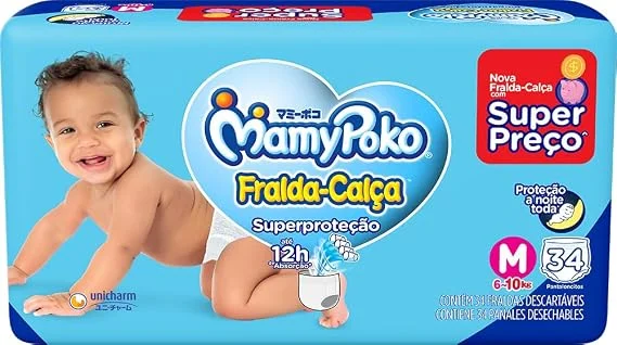 MamyPoko Fralda-Calça Superproteção M 34 Unidades