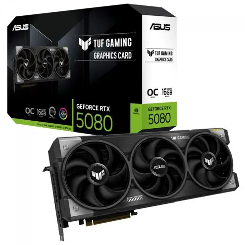Placa de Vídeo Asus TUF Gaming NVIDIA GeForce RTX 5080 OC 16GB GDDR7 DLSS Ray Tracing TUF-RTX5080-O16G-GAMING