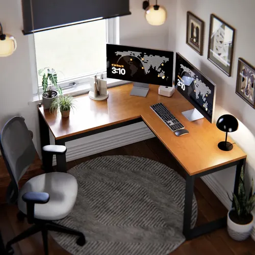 Mesa Escrivaninha Para Pc De Canto Berlim Em L Para Computador Home Office Estudo Trabalho Gamer Moderna Cinamomo Preta Preto/canela
