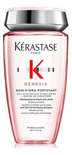 Shampoo Antiqueda Fortificante Com Células Nativas De Edelweiss E Raiz De Gengibre Para Cabelos Oleosos, Finos Ou Normais, Genesis Bain Hydra-fortifiant Kérastase, 250ml