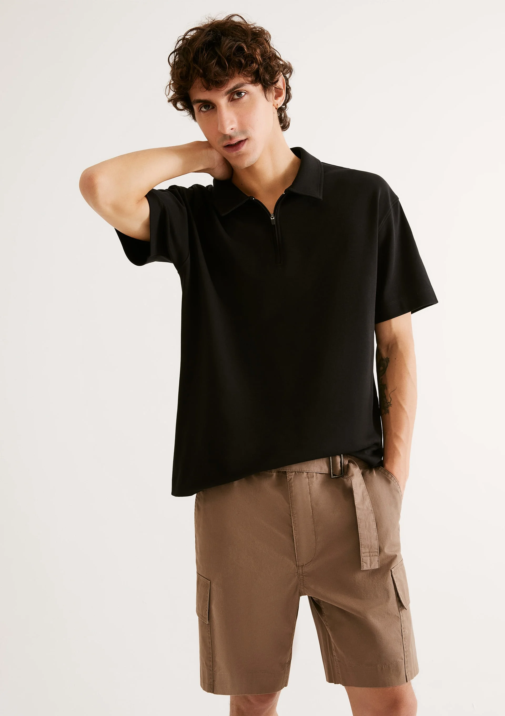 Camisa Polo Masculina Em Malha Tech - Preto
