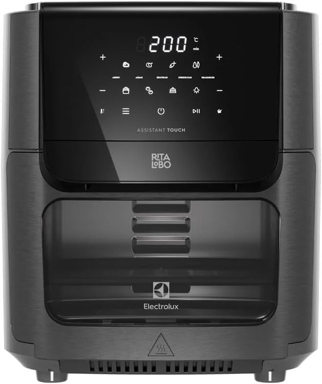 Electrolux Air Fryer Forno 5 em 1 12L 1700W Digital 1 Bandeja Antiaderente 5 modos preparo 7 Receitas Programadas Aviso Sonoro Fritadeira Elétrica sem Óleo Forno Bancada EAF85 Grafite 220V