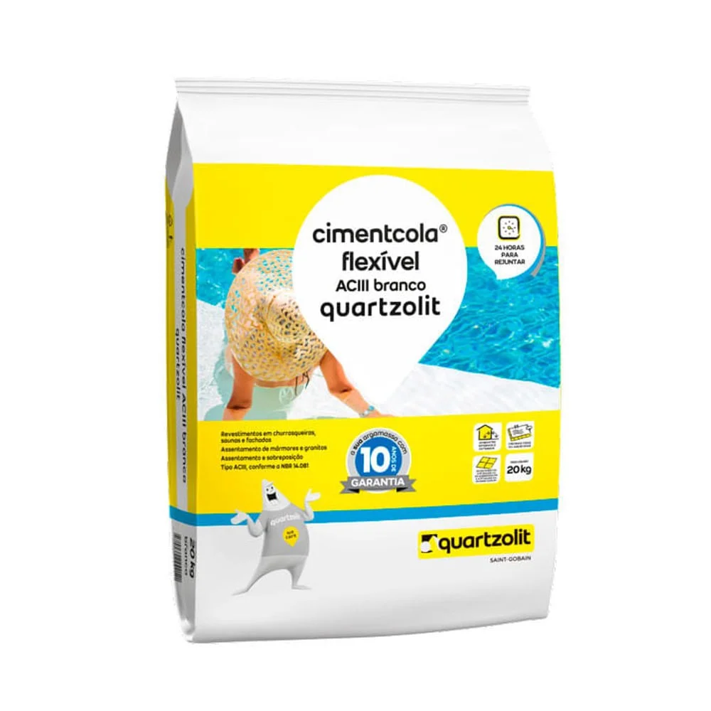 Argamassa ACIII Porcelanato Interno e Externo Cinza 20kg Quartzolit