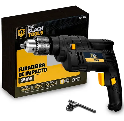 Furadeira De Impacto 3/8 Pol 550w Profissional Cor Preto 127v 50/60 Hz