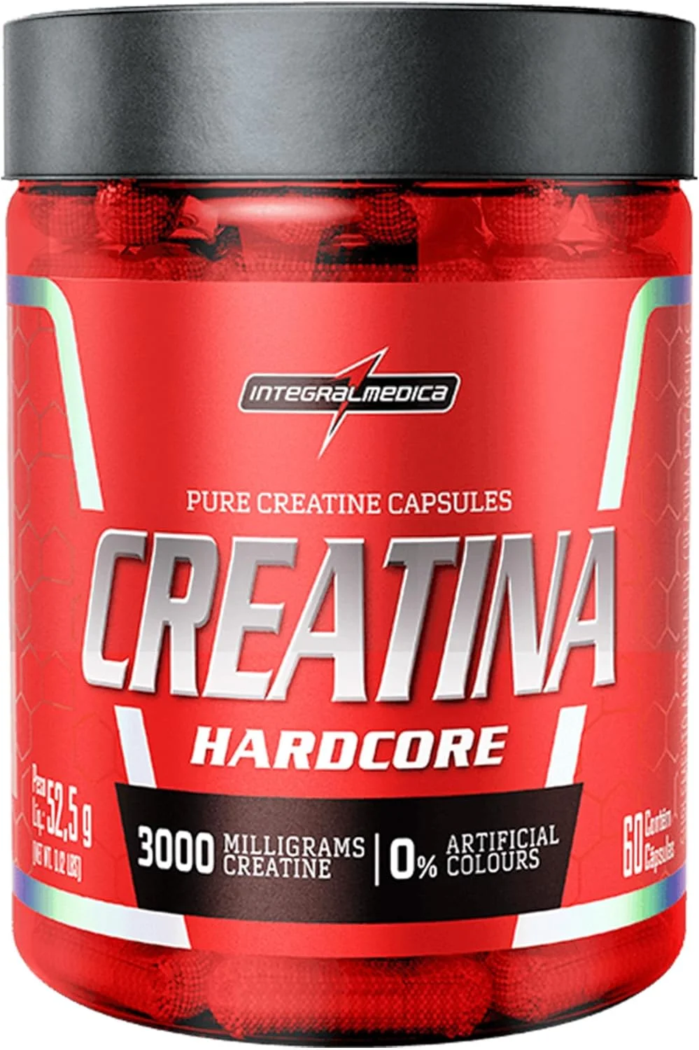 Integralmedica Creatina Hardcore 60 Cápsulas Pura Monohidratada | Auxilia no ganho de força