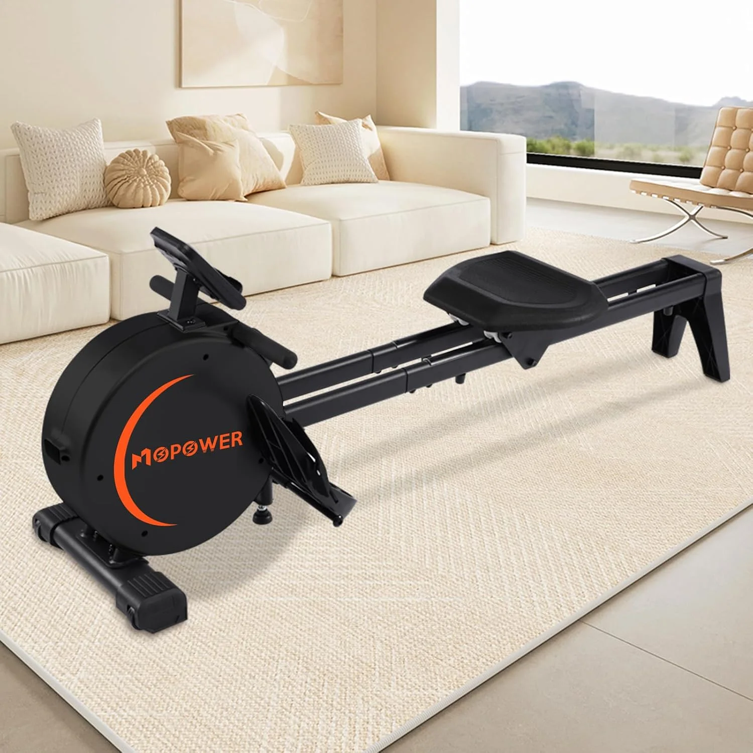 Remo Doméstico Magnético 8 Níveis – Trilho Alumínio 1 m, Roda de Inércia 2 kg, Suporta iPad, Capacidade 120 kg