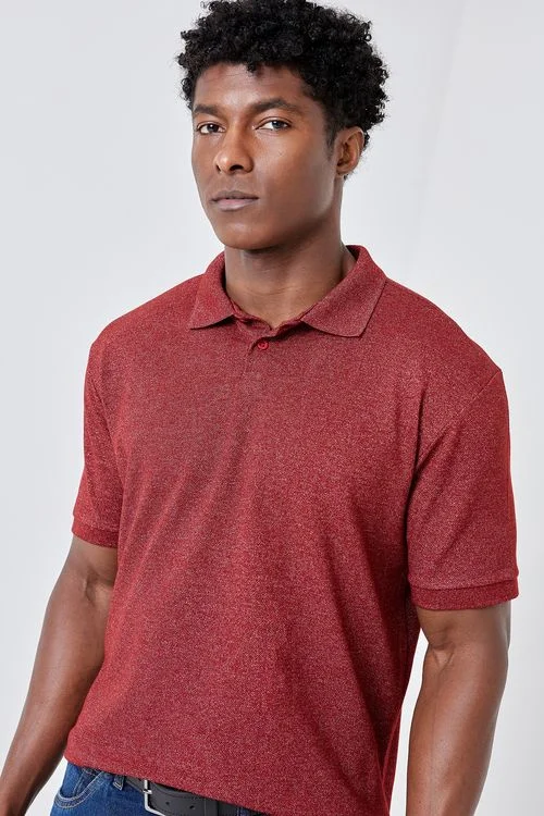 Polo Masculina Caedu Mouline Vermelho Escuro