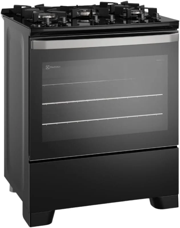 Fogão de Piso 5 Bocas à Gás Electrolux FE5GB Efficient com Mesa de Vidro Preto Bivolt