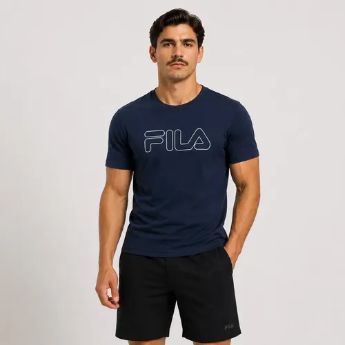 Camiseta Fila Regular Letter Outline Marinho E Branca Azul-marinho - P