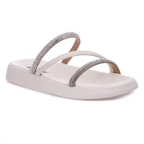 Papete Moleca Feminina Confortável Brilho Flatform Eva Branco-prata 36 Br