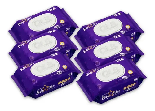 Kit 600 Lenços Umedecidos Baby Star Roxa - 6 Pacotes 100un