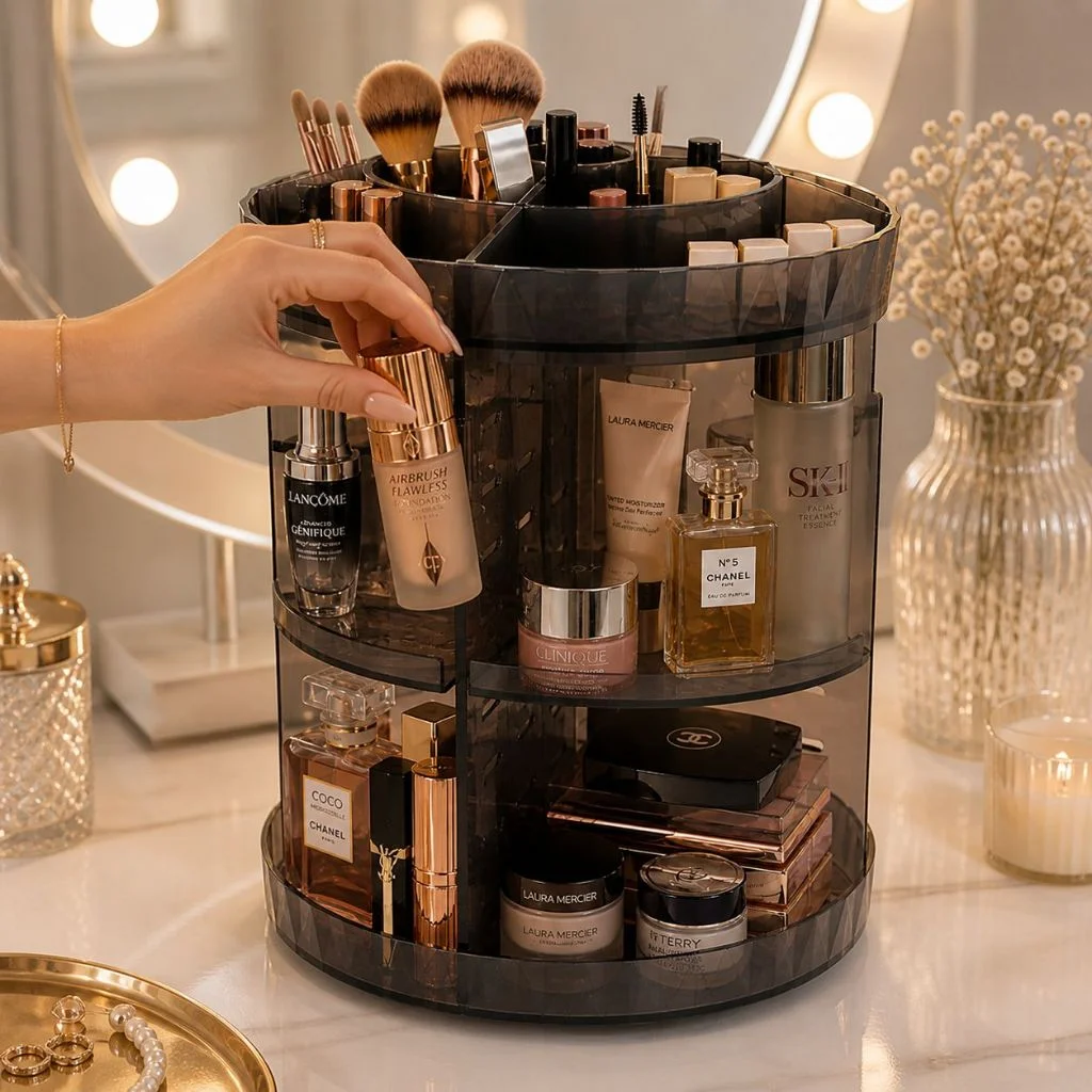 Organizador de maquiagem Acrílico  Giratório 360º Suporte Para Cosméticos