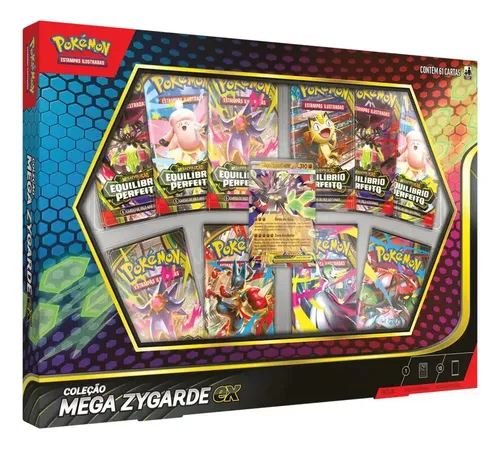 Cartas Pokémon Box Tcg Jogo Coleção Mega Zygarde Ex Com 61 Cards Copag Português