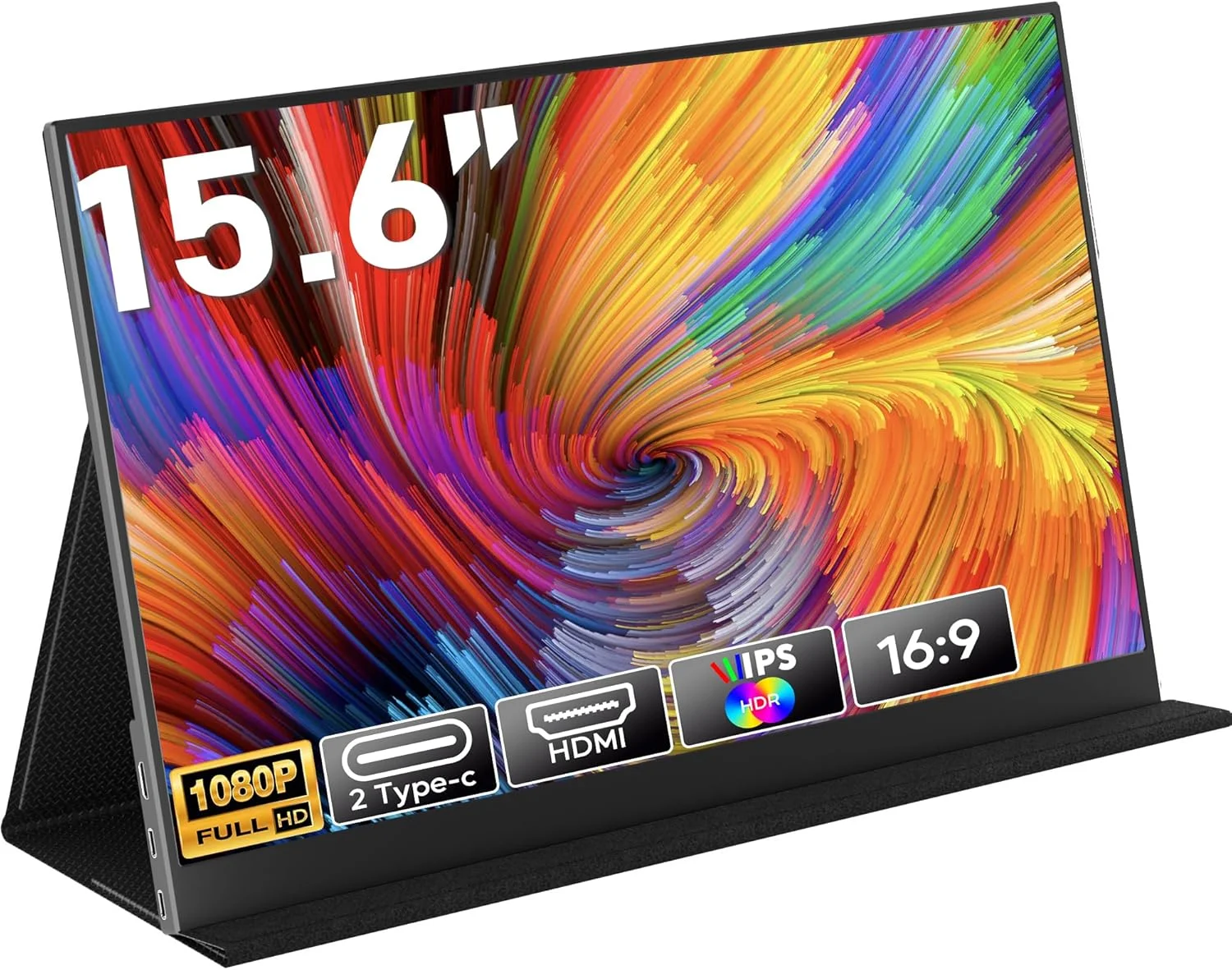 Armazém Brasil, Monitor Portatil 15,6'', FHD 1080P Monitor Portátil Conectado Com USB C Dupla/HDMI, IPS Extensor De Tela para Notebook com VESA e Funda Inteligente magnético, Plug and Play