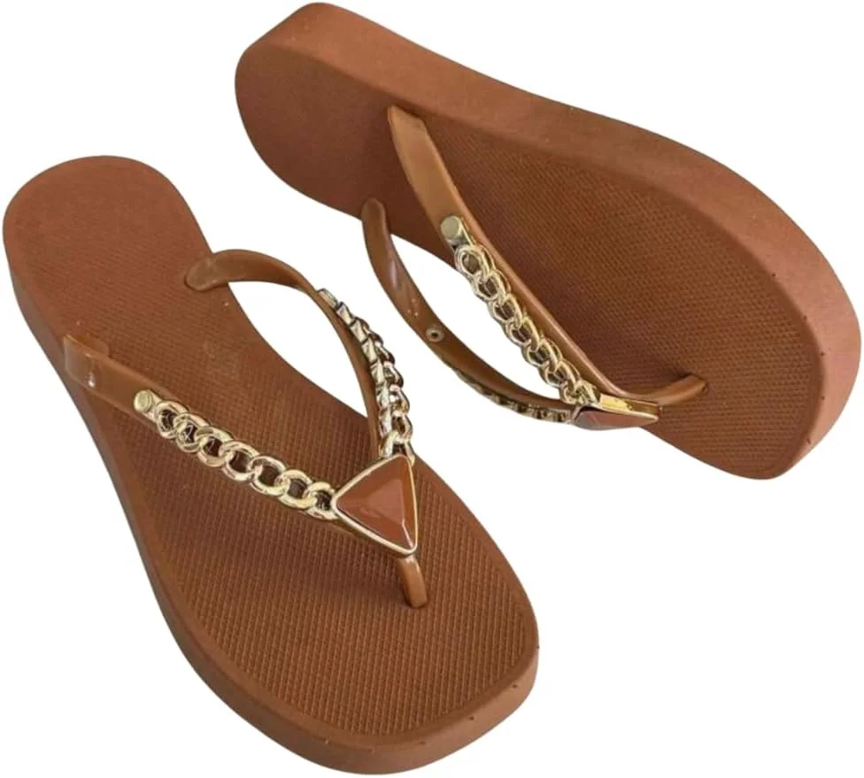 Chinelo Plataforma Diamond com Corrente Moderno Fashion Estiloso perfeito para o Verão