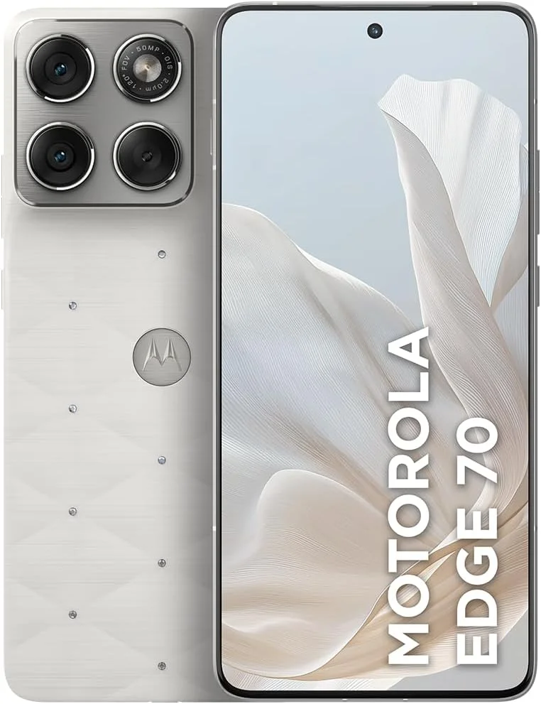 Smartphone Motorola Edge 70 5G Crystals by Swarovski - 512GB 24GB (12GB RAM + 12GB RAM Boost), Ultrafino, 3 cameras 50MP e tela extreme Amoled 120hz - Cloud Dancer
