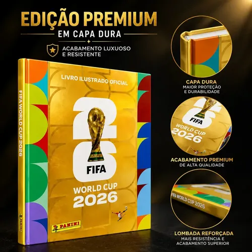 Álbum Copa Do Mundo 2026 Capa Dura Ouro Dourado Panini