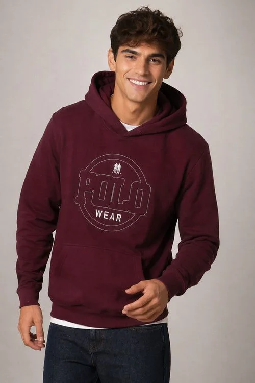 Blusa Moletom Canguru Puff Polo Wear Vinho