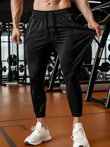 Calça Masculina Tactel Jogger Esportiva Academia Slim Treino Preto Liso G1 46/50