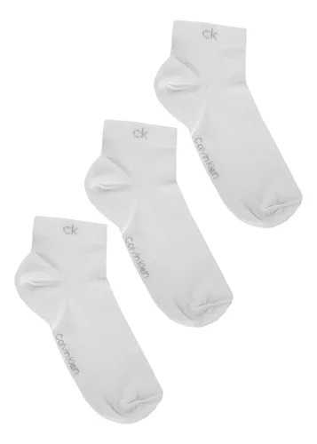 Meia Calvin Klein Cano Curto Ck Branca Kit 3 Pares Branca Un