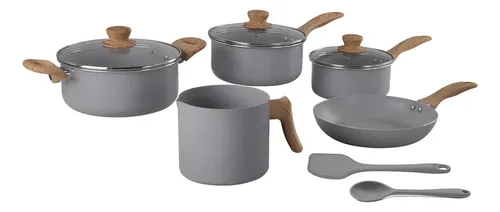 Conjunto De Panelas Brinox Gris Indução + Utensílios 7 Peças Cinza-escuro