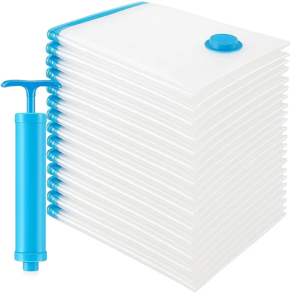 Kit 10 Sacos a Vácuo 50x60cm com Bomba – Organize e Economize Espaço com Praticidade
