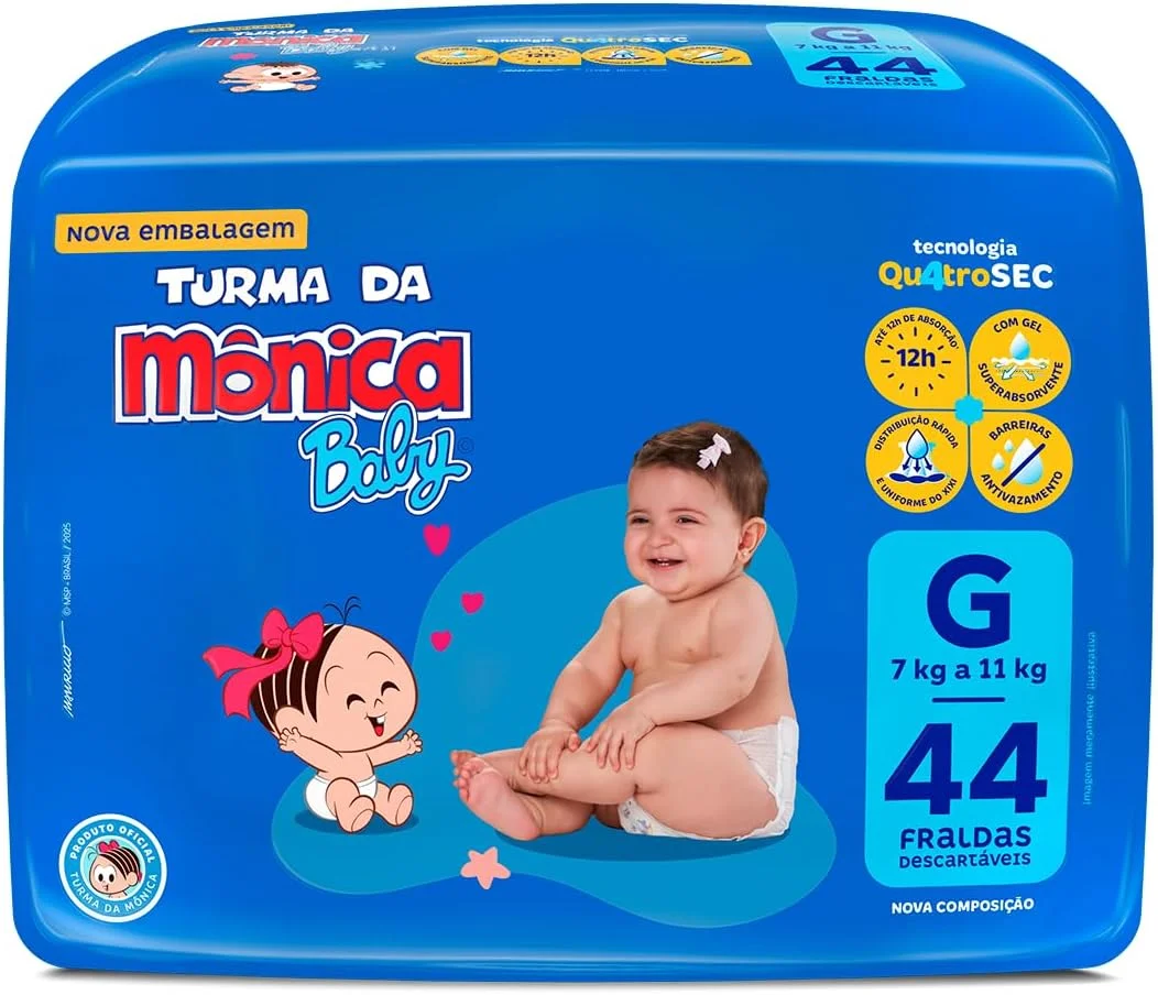 Fralda Turma da Mônica Baby Mega G 44 Unidades