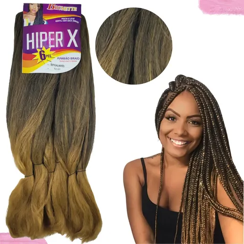 Cabelo Jumbo Jumbão Hiper X 400g Fibra Especial Trança Twist Cor T2/27