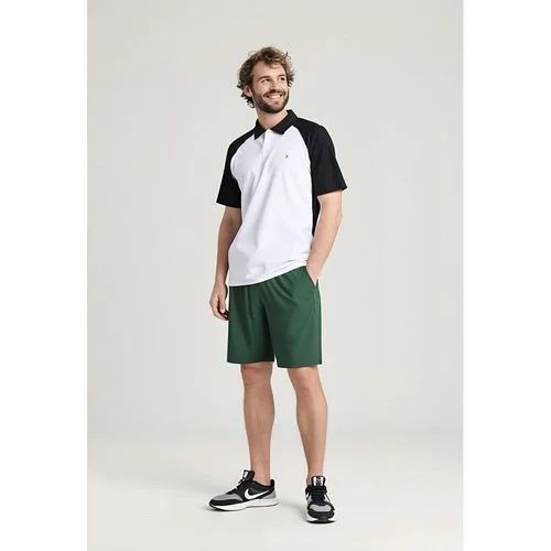 Polo masc esp recorte branco/preto branco