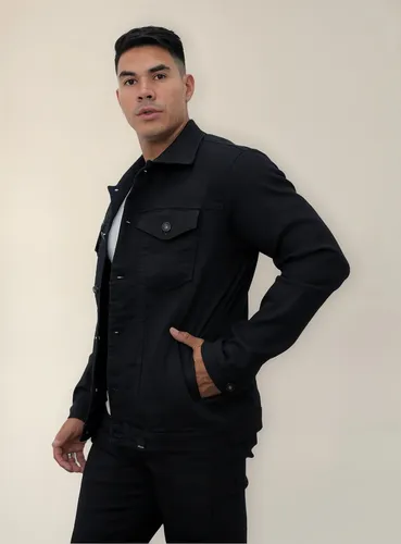 Jaqueta Masculina Jeans Preta Botões